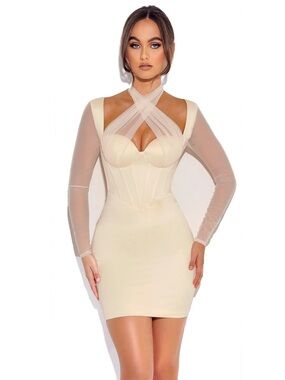 Miss Circle Jocelynn Ivory Satin Mini Dress